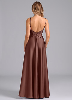 Azazie Elita Probar vestidos en casa Vestido de Verde Oscuro de Satén Elástico de Corte en A con Plisado image5