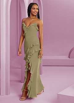 Barbie ♥ Azazie Abiti da Damigella Abito Tubino in Chiffon Verde Muschio image7