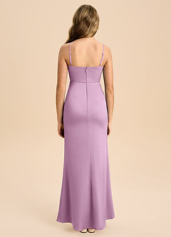 Azazie Buzzy Junior Osłona Pofałdowany Satyna elastyczna Długość podłogi Młodsza druhna Sukienka image2