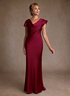 Azazie Shelby Abiti per la Madre della Sposa Abito Sirena in Raso Elasticizzato Plissettato Borgogna image3