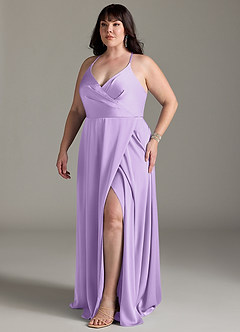 Azazie Davis Brautjungfernkleider A-Linie Plissee Stretch-Satin Kleid Flieder image10