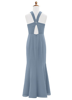 Azazie Rue Junior Dusty Blue Mermaid Side Slit Chiffon Dress image7
