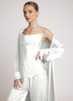 front Satijnen loungewearset met lange mouwen, 3-delig
