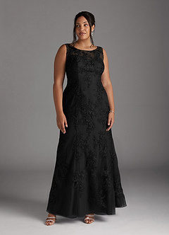 Azazie Whilhelmina vestidos de madre de la novia Vestido de Negro de Gasa de Sirena con Encaje image12