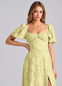 Azazie Mirian Bridesmaid Dresses Lemon Sorbet A-Line Sweetheart Neckline Floral Burnout Dress image7