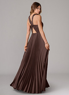 Azazie Afra Abiti da Damigella Abito A-Line in Raso Elasticizzato Plissettato Ganache image2
