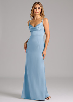 Azazie Aimee Bridesmaid Dresses Powder Blue A-Line Sweetheart Neckline Stretch Satin Dress image1