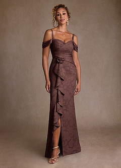 Azazie Irene Abiti per la Madre della Sposa Abito A-Line in Burnout Floreale a Spalla Scoperta Espresso image3