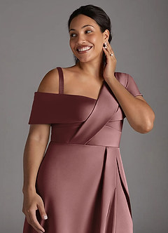 Azazie Milton Mother of the Bride Dresses Vintage Mauve A-Line Pleated Stretch Satin Dress image14