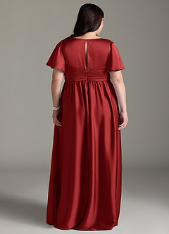 Azazie Verna Maternity Bridesmaid Dresses A-Line Ruched Stretch Satin Floor-Length Dress image11