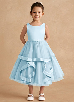 Azazie Posy Flower Girl Dresses Sky Blue A-Line Beaded Tulle Dress image1