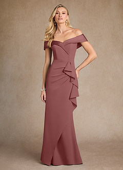 Azazie Laredo vestidos de madre de la novia Vestido de Rosa Del Desierto de Crepé elástico de Sirena con Vestidos sin tirantes image4