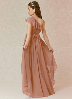 Azazie Mango Junior Champagne Rose A-Line Ruched Chiffon Dress image1