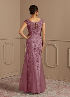 Azazie Melena Mother of the Bride Dresses Vintage Mauve Mermaid Lace Tulle Dress image4