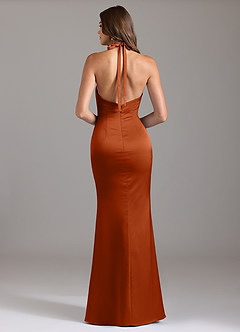 Azazie Valerie Bridesmaid Dresses Burnt Orange Mermaid Pleated Stretch Satin Dress image2