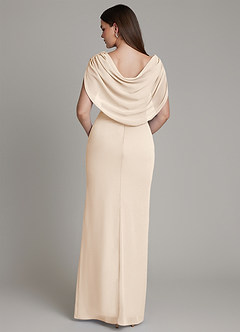 Azazie Hadley Robes de demoiselle d'honneur Robe Sirène en Mousseline de soie Plissée Albâtre Blanc image1