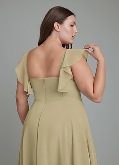 Azazie Leilani Bridesmaid Dresses Moss Green A-Line Pleated Chiffon Dress image12
