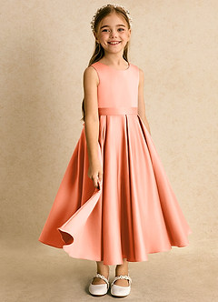 Azazie Junebuj vestidos de niña de las flores Vestido de Atardecer de Satin Mate de Princesa con Plisado image2