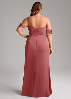 Azazie Saige Suknie dla druhen Osłona Zza ramienia Satyna elastyczna Do ziemi Sukienka image12