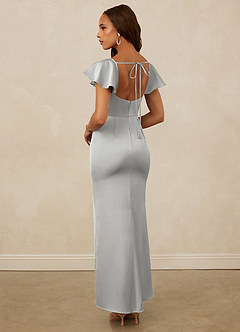 Christian Siriano Bridal for Azazie 1005 Bridesmaid Dresses Silver Sheath Sweetheart Neckline Stretch Satin Dress image2