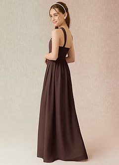Azazie Jiya Junior Ganache A-Line Pleated Chiffon Dress image3