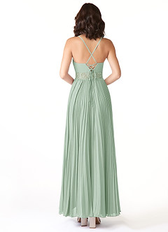 Azazie Devyn Bridesmaid Dresses Agave A-Line Corset Chiffon Dress image2
