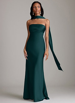 Azazie Saylor Jurken voor bruidsmeisjes Jurk van Stretch Satijn met Zeemeermin Strapless Pijnboom image9