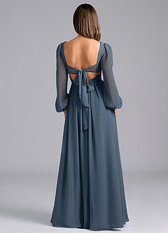 Azazie Teri Robes de demoiselle d'honneur Robe Trapèze en Mousseline de soie Manche longue Neptune image2