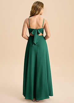 Azazie Shale Junior Robe Trapèze en Mousseline de soie Arc émeraude image2