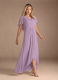 Azazie Eliza Mother of the Bride Dresses Wisteria A-Line V-Neck Pleated Chiffon Dress image6