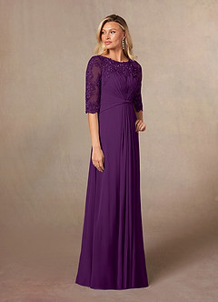 Azazie Zinnia Mother of the Bride Dresses Grape A-Line Sequins Chiffon Dress image5