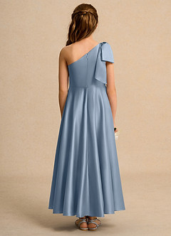 Azazie Guppy Junior Formal Flower Girl Klänningar Klä A-Line i Matt satäng Ena axeln image2