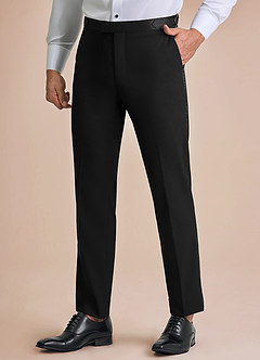 front Classic Black Peak Lapel Tuxedo Pants