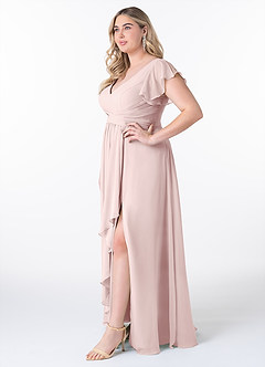 Azazie Omari Bridesmaid Dresses Blushing Pink A-Line Chiffon Dress image3