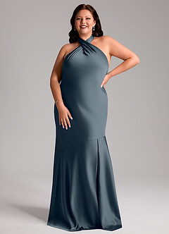 Azazie Lorena Bridesmaid Dresses Twilight Mermaid Pleated Stretch Satin Dress image7
