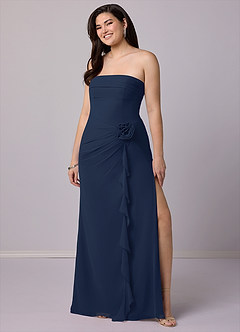 Barbie ♥ Azazie Bridesmaid Dresses Dark Navy Sheath Strapless Chiffon Convertible Dress image10