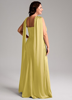 Azazie Kinsley Vestidos de madrinha de casamento Vestido Canário de Cetim elástico de sereia com Racha Lateral image8