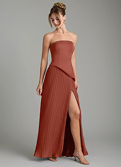 Azazie Tierney Bridesmaid Dresses Auburn A-Line Strapless Chiffon Convertible Dress image6