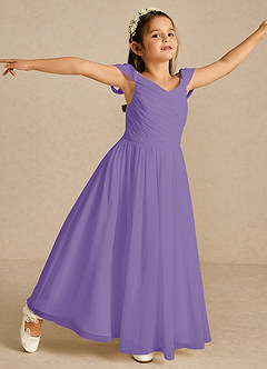 Azazie Chelle Flower Girl Dresses Tahiti A-Line Pleated Chiffon Dress image4