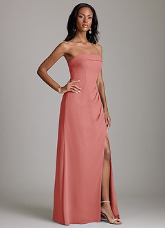 Azazie Aretha Bridesmaid Dresses Antique Rose A-Line Strapless Chiffon Dress image5