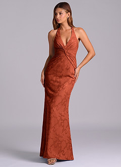 Azazie Valerie Brudepigekjoler Havfrue Plisseret Blomsterudbrændthed Gulv-længde Kjole image4