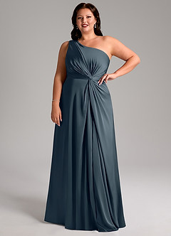 Azazie Brooke Bridesmaid Dresses Twilight A-Line One Shoulder Stretch Satin Dress image12