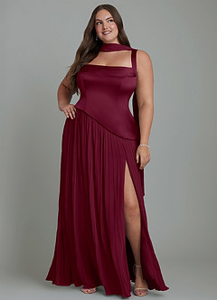 Azazie Stephanie Vestidos de damas de honor Vestido Mora de Satén Elástico de Línea A con Plisado image15