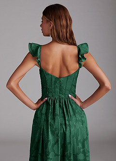 Azazie Denisse Brautjungfernkleider A-Linie Gestreift Blumen-Burnout Kleid Dunkelgrün image6