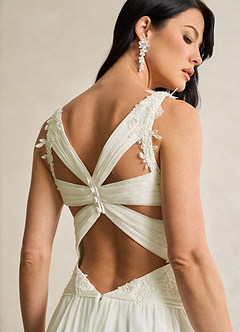 Azazie Ramona Wedding Dresses Cream A-Line Scoop Sequins Chiffon Dress image6