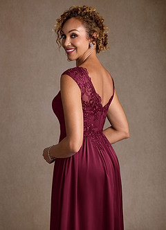 Azazie Amethyst Abiti per la Madre della Sposa Abito A-Line in Pizzo Borgogna image7