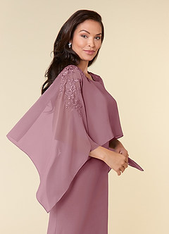 Azazie Maryam Final Sale Dusty Blue Sheath Lace Chiffon Dress image4