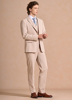 front Carter Solbränna 3-delad kostym i bomull och linneblandning