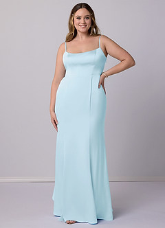 Barbie ♥ Azazie Bridesmaid Dresses Sky Blue Mermaid Bow Stretch Satin Dress image9
