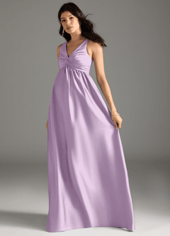 Azazie Yetta Brautjungfernkleider für Schwangere A-Linie Plissee Stretch-Satin Bodenlänge Kleid image6
